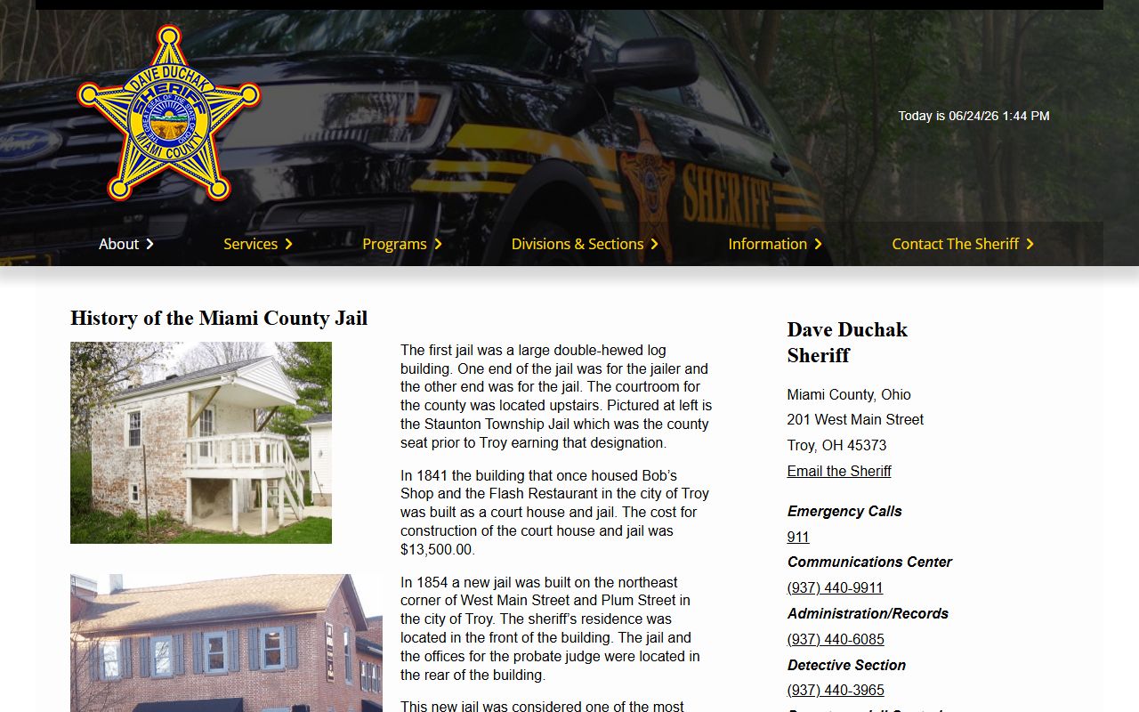 Miami County Incarceration Facility history and jail system background